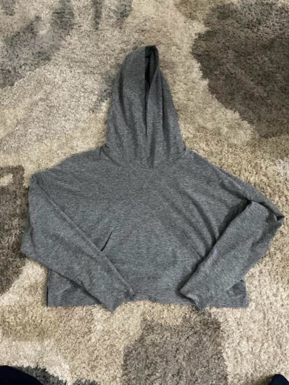 Fabletics Heather Charcoal Cropped Hoodie